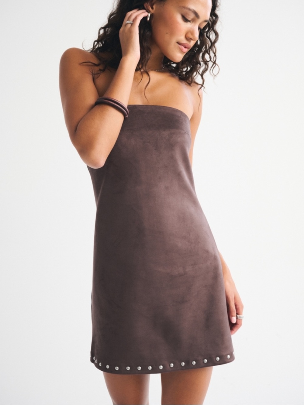 NWT A&F Scarlett Strapless Vegan Suede Studded Skort